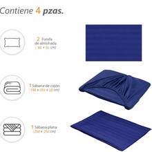 AMOROSA Juego de Sábanas Premium de 3/4Piezas(Sábana Ajustable+Sábana Plana+Fundas de Almohada)Juego de Sabanas Matrimonial,Suave y Transpirable,Duradero para Todo el Año Ideal para Dormitorio Departamento Hospedajes Decoración de Hogar-Marino - Azul Marino - Ver 9