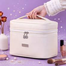 PU Makeup Bag Multi-Functional Compartment Portable Travel Cosmetic Organizer, Small Handheld Makeup Box, Toiletry Bag - Multicolor - View 5