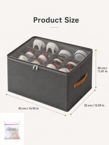 Minimalist Rectangular Shoe Box With Dividers, Double Zippers, And A Side Handle. Optimizes Space, Provides Categorized Storage, And Is Foldable. Suitable For Wardrobes, Bedrooms, Dormitories, And Other Home Storage Needs; Suitable For All Seasons. - Multicolor - View 12