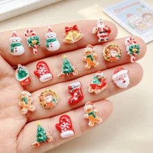 20/40/60pcs Cute Mini Random Mixed Santa Claus, Snowman, Christmas Tree, Princess Flat Back Nail Rhinestone Art, Resin Accessories, Suitable For Nail Decoration, Ideal Gift Choice For Christmas Theme - Valentine's Day, Christmas And Mother's Day - Random Mixed - Multicolor - View 8