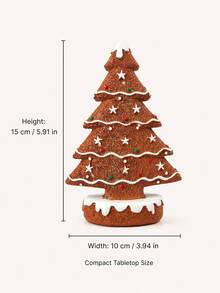 Gingerbread Man Christmas Tree Resin Decorative Statue, Cute Holiday Desktop Ornament, Mini Christmas Tree Sculpture, Suitable For Home Fireplace Mantel Bookshelf Office Desk Kitchen Decoration, Warm Christmas Decor Gift For Family And Friends - 1PC - View 12