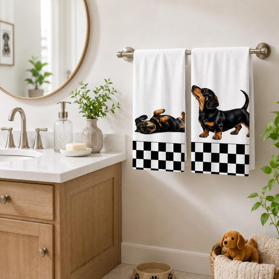 2/4/6pcs, Dog Pattern Printed Kitchen Towels, Super Soft Microfiber Highly Absorbent Tea Towels, Dish Cloths, Cleaning Towels, Hand Towels, Suitable For Cooking, Baking, Wiping Cleaning And Kitchen Decor, Kitchen Accessories, Daily Essentials - Multicolor - View 1