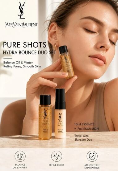 Saint Laurent YSL Pure Shots Stabilizing Reset Lotion 7ml/10ml Portable Size, Repairing Facial Lotion, Hydrating And Smoothing Skin, Strengthening Skin Barrier, Lightweight Oil-Free Texture, Suitable For Daily Skincare