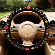 1pc Christmas Style Car Steering Wheel Cover, All-Season Universal Steering Wheel Protector - A - View 4