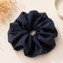 1pc Women's Solid Color Large Fabric Hair Scrunchie, Simple Versatile Updo Hair Tie, Casual Daily Ponytail Hair Rope - Black - View 15