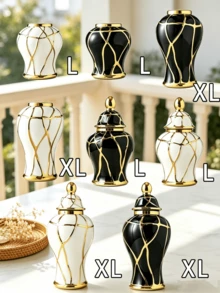 Random Color European Luxury Creative Electroplated White Ceramic Vase, High-End Ceramic Indoor Home Decor, Living Room, Dining Table And Office Desk Ornament, Suitable For Floral Arrangement - Platinum - View 11