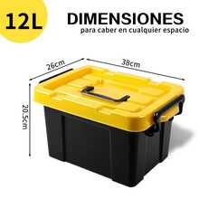 Durable Plastic Storage Box With Lid And Handles, 3 Sizes Available, Stackable For Home Organization, Tools, Office Supplies, And Various Items - Yellow and Black - View 9