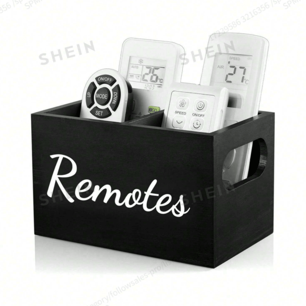 1pc Remote Control Storage Box, TV Remote Control Organizer, Desktop Remote Control Holder, Bedside Wooden Remote Control Box, Bedside Storage Box