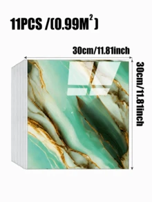 11片/0.9平方米深灰色大理石纹自粘瓷砖贴纸 - 防水铝塑复合墙板，适用于翻新和装饰，是情人节、婚礼和生日装饰的理想之选 - 金綠霧 - 查看 3