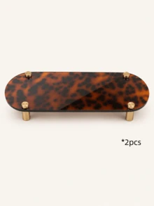 1pc 28cm Leopard Print Desktop Storage Tray Display Rack, Luxury Vintage Jewelry, Perfume, Cosmetics Organizer, Gold Leg Small Storage Rack, Suitable For Bedroom Vanity, Office, Desk Drawer, Entryway, Bedside Table And Bathroom Countertop, Multifunctional Furniture Storage Box, Hair Accessory Organizer And Daily Storage Tray, Help You Keep Your Desktop Organized For Back To School Season - Leopard Print - View 10