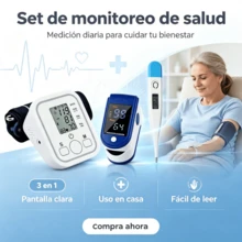 Set de Dispositivos de Control de Salud para Adultos y Ancianos, Mide Presión Arterial, Saturación de Oxígeno y Temperatura Corporal - ALPES-GRIS - Ver 3
