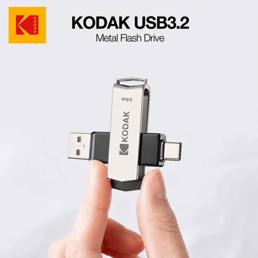 Flash Drive USB Kodak 64GB, Kapasitas Opsional 32GB/64GB/128GB/256GB, Antarmuka USB 3.2, Cocok Untuk Penyimpanan Foto Dan Video, Kompatibel Dengan Android/PC/Ponsel, Sempurna Sebagai Hadiah Bisnis - View 1