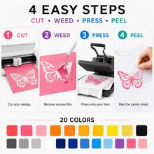 20 Colors 12*10 Inch Bohemian Style Printed Heat Transfer Vinyl Sheet Set, Easy To Cut And Peel Heat Transfer Film, Suitable For T-Shirts, Clothing, Bags And Personalized DIY Apparel Making - Multicolor - View 7