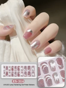 Cross-Border New Arrival Semi-Cured Gel Summer Toe Nail Stickers, Glitter Flash Design, In Stock Wholesale, Waterproof & Long-Lasting - Mauve Purple - View 2