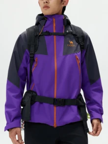 CAMEL CROWN Men's Single-Layer Hardshell Outdoor Jacket, Comfortable, Water-Repellent, And Lightweight Hiking Mountaineering Jacket Suitable For Spring - Energy Purple/Indigo Purple - View 2