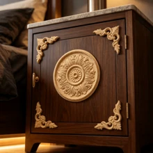 5pcs Solid Wood Carving Round Decals And Corner Flowers, Home Decorations, Woodworking Supplies, Suitable For Cabinets, Doors And Windows, Furniture, Background Walls, Porches, Offices And Other Decorations, Holiday Decorations, DIY Decorations. - Multicolor - View 11
