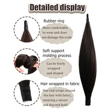 Magic Wand Bun Hair Extension For Women, Self-Wrapping Magic Wand Flower Bun Styling Hair Piece, Invisible Seamless Ponytail Hair Volume Enhancer, Fluffy Hair Accessory - Coffee Brown - View 3