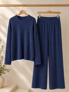 Women Two-Piece Outfits - Navy Blue - View 5