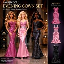 3‑Piece Sequin Mermaid Evening Gown Set For 1/6 Scale BJD Dolls, Elegant Formal Party Dresses, Gifts For Doll Collectors, Doll Not Included - Doll Outfit Set (Doll Not Included) - View 2