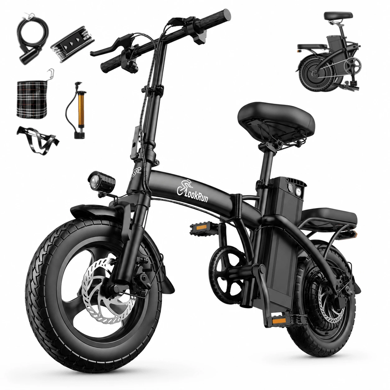 Adult Electric Bicycle, 36V 15Ah Battery, 400W Motor, 14 Inch Thick Tire Electric Bicycle, Top Speed Of 28mph, Range Of 45 Miles, All Terrain Electric Bicycle - G11Plus - 查看 1