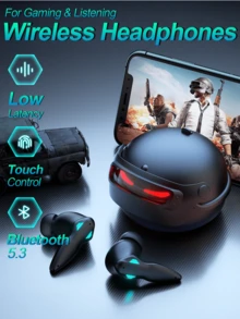 Tagry H03 Bluetooth Low Latency Gaming Wireless In-Ear Earbuds 5.3 3D Stereo Bass Built-In Microphone Long Battery Life Playback - View 2