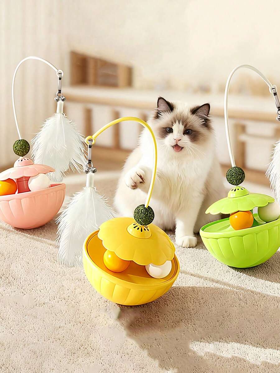Interactive Cat Toys Pet Artificial Feather Ball For Hunting Exercise Kittens Adult Cats Suitable For Indoor Play And Interaction With Cats Ceiling Energetic Cat Toys Plush Ball Toys Detachable Design The Perfect Gift For Cat Owners