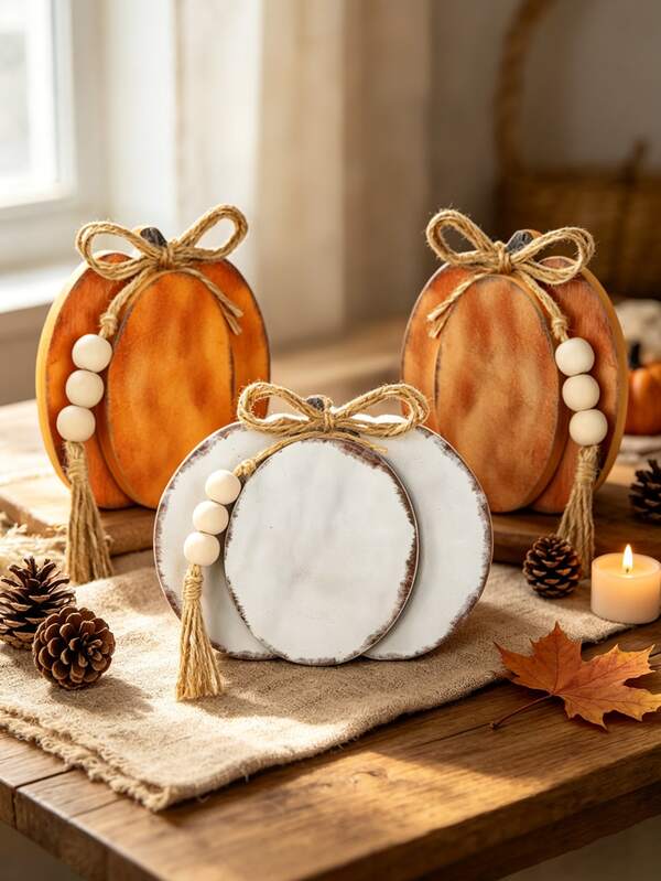Autumn Thanksgiving Harvest Festival Halloween Pumpkin Decor, Artificial Autumn Halloween Thanksgiving Pumpkin Tabletop Centerpiece, Farmhouse Style Autumn Party Home Decor, Autumn Rustic Wooden Tabletop Decor Sign, Autumn Theme Decoration Party Supplies