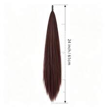 Magic Wand Ponytail Hair Extension For Women, Low Ponytail Long Straight Hair, Big Wavy Curly Hair, Natural Ponytail Short Braid Hair Accessory - Coffee Brown - View 2