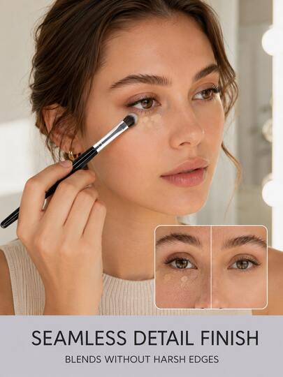 Angled Concealer Brush, Small Precision Under-Eye Face Blending Brush, Soft Dense Synthetic Bristles, Suitable For Liquid/Cream Foundation, Dark Circles, Spot Concealing, Nose Contour And Blemish Coverage, Professional Makeup Tool