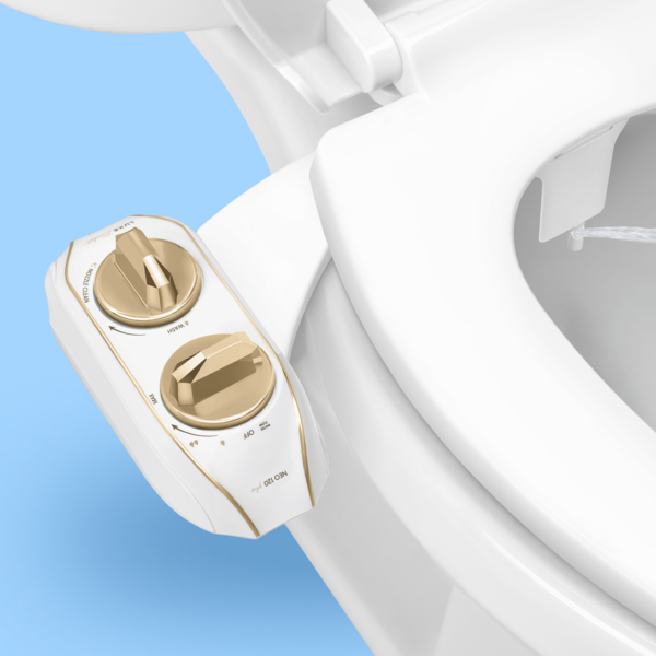 LUXE Bidet NEO 120 Plus - Only Patented Bidet Attachment For Toilet Seat, Innovative Hinges To Clean, Slide-In Easy Install, Advanced 360° Self-Clean, Single Nozzle, Rear Wash (Silver, Rose Gold, White)