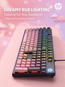 HP K500Y Side-Engraved Keyboard | True Mechanical Feel . Quiet Typing . Vibrant Backlighting, 104-Key Wired Keyboard, Ideal For Efficient Office Work And Gaming - View 4