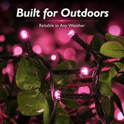 Solar Powered Outdoor Pink LED String Lights 20/50/100/200LED 8 Modes Flashing Garden Yard Lights Auto On At Night Suitable For Trees Yard Balcony Wedding Party Christmas Holiday Decoration