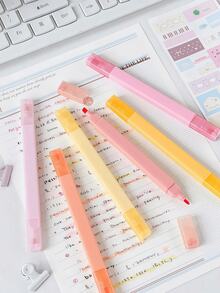 1/6/12pcs Dual-Tip Fluorescent Highlighter Pens, Student Stationery, Suitable For Key Marking, Creative Student Marker, First Day Of School - Multicolor - View 6