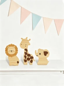3pcs Decorative Set, Forest Animal Theme, Perfect For Jungle Theme Room Decor, Suitable For Bathroom And Bedroom Signs And Decorations - Multicolor - View 4