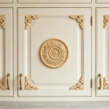 5pcs Solid Wood Carving Round Decals And Corner Flowers, Home Decorations, Woodworking Supplies, Suitable For Cabinets, Doors And Windows, Furniture, Background Walls, Porches, Offices And Other Decorations, Holiday Decorations, DIY Decorations. - Multicolor - View 7