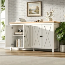 Aparador Moderno Blanco 4 Cajones - Espacio de Almacenamiento Multifuncional MDF - Blanco - Ver 9