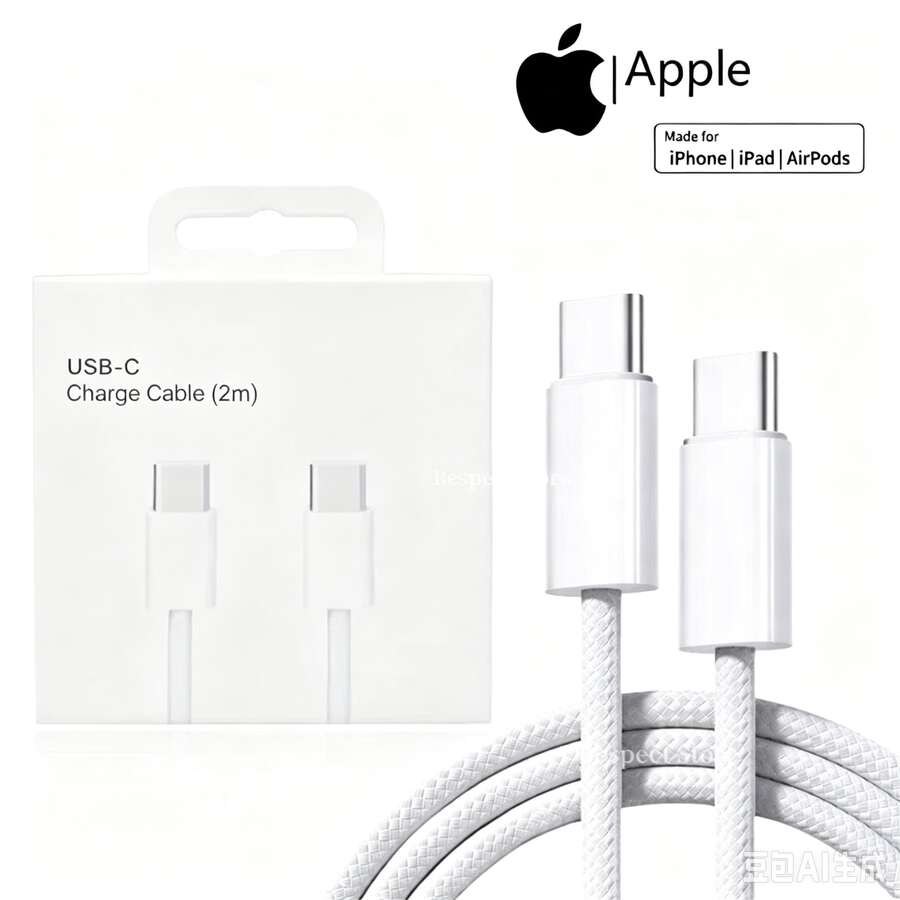 Kabel pengisi daya USB-C Apple (2 meter) Kabel pengisi daya asli Apple Kabel pengisi daya asli ponsel Apple - Putih - View 1