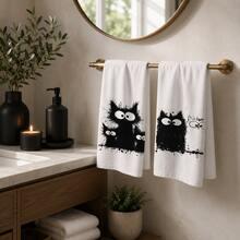 2/4/6pcs Cat Pattern Printed Kitchen Towels, Super Absorbent Microfiber Soft Tea Towels, Dish Cloths, Cleaning Towels, Hand Towels, Suitable For Cooking, Baking, Wiping, Cleaning And Kitchen Decoration, Kitchen Accessories, Daily Essentials - Multicolor - View 2