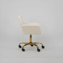 Hengming Faux Fur Swivel Vanity Chair, Height Adjustable For Bedroom & Home Office - 白色 - 查看 4