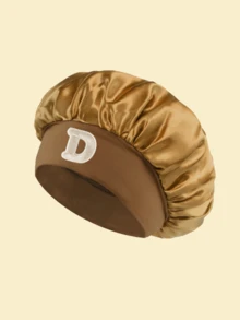 1pc Tenderness Of Exclusive Letters A-Z Customized Hair Cap Textured Design Home Sleep Hair Care Cap Premium Quality - Gold - View 8