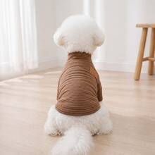 Leather Label Striped Sweatshirt Vintage Striped Pet Base Layer Autumn/Winter Thickened Warm Elastic Sweatshirt Cat & Dog Universal - Multicolor - View 4