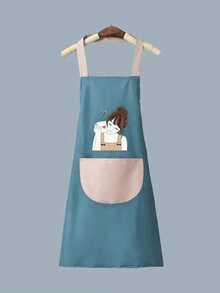 1pc Adjustable Neck Kitchen Apron, Waterproof & Oil-Proof, With 1 Pocket, Unisex, Suitable For Kitchen & Catering - Multicolor - View 15