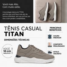 Alto Calçados Titan Tênis Casual Em Couro Que Aumenta até 10cm - Caqui - Visão 7
