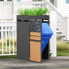 Outdoor Multi-Functional Cabinet Grey – With Integrated Planter And Waste Bin Compartment - 灰色 - 查看 6