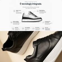 Alto Calçados Saturno Tênis Casual Em Couro Que Aumenta até 8cm - Preto - Visão 6