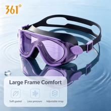 361degree 1pc 361° Large Frame Wide View HD Anti-Fog Waterproof Leakproof Swim Goggles For Women Men Adult, With Portable Storage Case, Pool Beach Swimming Gear - Grey-purple - View 8