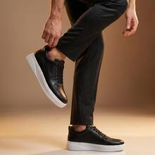 Alto Calçados Saturno Tênis Casual Em Couro Que Aumenta até 8cm - Preto - Visão 11