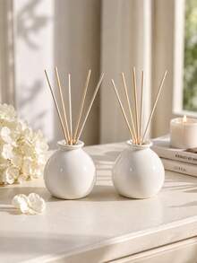 1pc Ins Minimalist Bright White Round Rattan Aromatherapy Bottle, Light Bulb Shaped Fragrance Container, Neutral Home Bedroom Desktop Fragrance Decor Gift - Small White Jar Aroma Diffuser Bottle - View 6