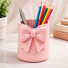 Multifunctional Round Bowknot Storage Bucket, Cute Desktop Organizer, Suitable For Stationery, Cosmetics, Pens And School Supplies, Portable Pen Holder Container, Perfect Gift For Students' Birthday And Back To School - Pen Holder - View 10