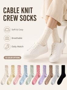 5 Pairs Women's Thick Winter Socks, Comfortable Knitted Mid-Sole Design, Soft And Warm (No Cardboard) - Multicolor - View 1